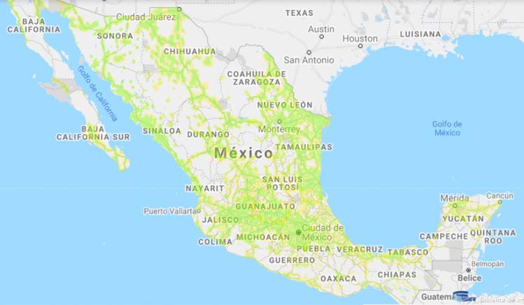Mapa de cobertura Telcel en México por estado